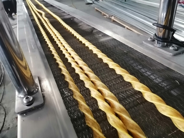 Laatste bedrijfscasus over De nieuwste technologie voor 4pcs Twisted Pet Treats Extruding Line
