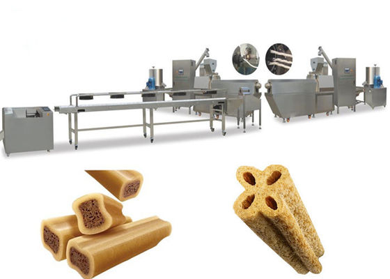 De tweelingkleur Verdraaide van de de Machine Kauwgom van het VormVoedsel voor huisdieren Productielijn van de Hondsnacks
