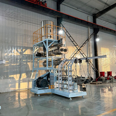 The CE-certified, fully stainless steel Extruded Aquatic Feed Pellet Production Line is sold to process raw materials into nutrient-rich pelleted feed for aquaculture and livestock farming.