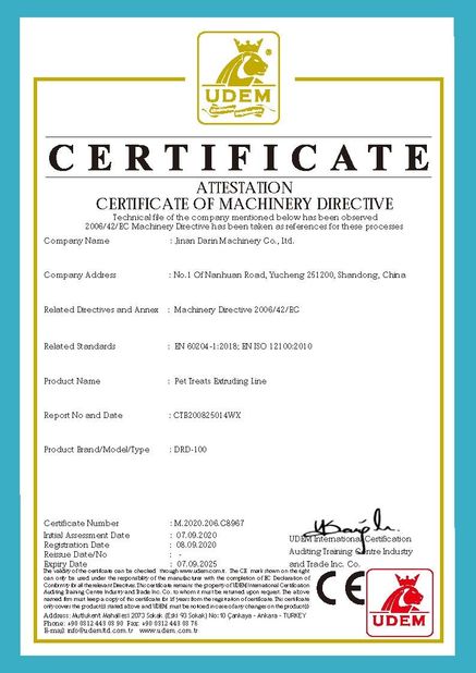 China Jinan Darin Machinery Co., Ltd. certificaten